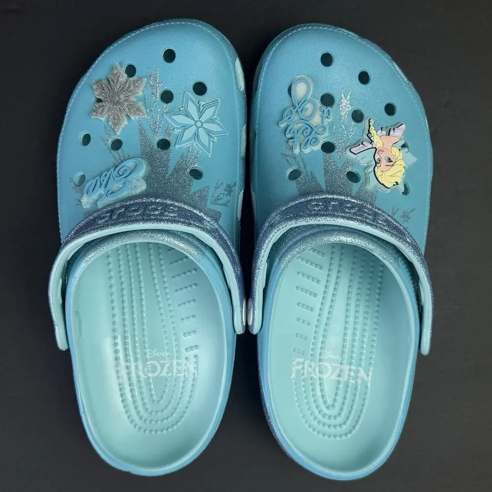 Crocs Disney Frozen Elsa Kids J6 Classic Clogs Multi Color New Without Box